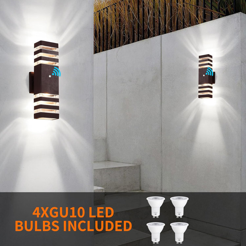 Wrought Studio 2 Pack Outdoor Wall Lights Modern Dusk To Dawn LED Outdoor Lighting 2 Layer Outdoor Lights For House Exterior Wall Light Fixture Waterproof Up And Down Porch Lights For Garage Entryway